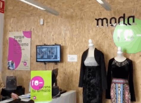 Interior of a Moda Re second hand shop