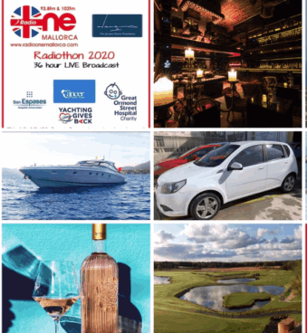 Collection of prices for the Radio One Mallorca Radiothon 2020